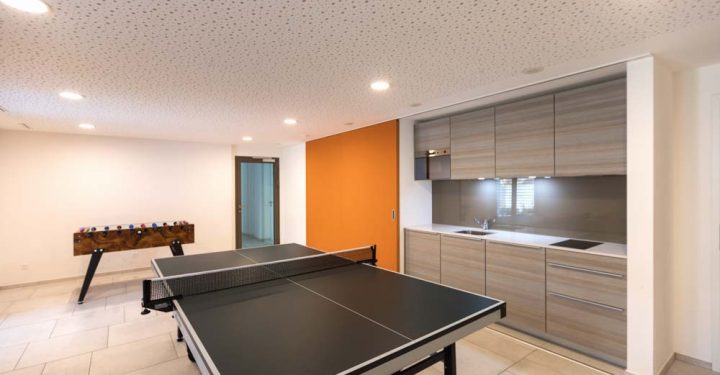 Games room with table tennis and table football.