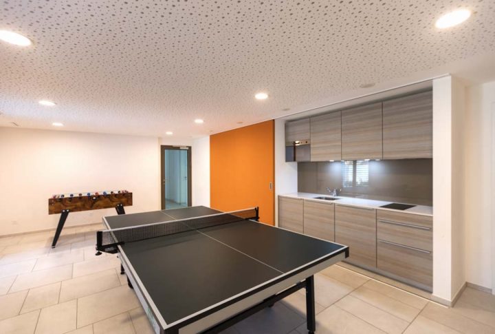 Games room with table tennis and table football.